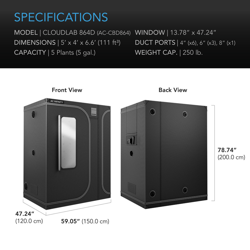 2-in-1 Grow Tent for Indoor Plant Growing, 2000D Oxford Canvas, 60" x 48" x 80"