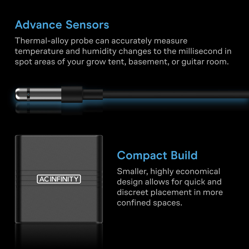 Mini Temperature Humidity Smart Hygrometer Bluetooth App Monitor, Climate Gauge Thermometer Sensor Probe for Basements, Guitar Rooms, Grow Tents & Greenhouses