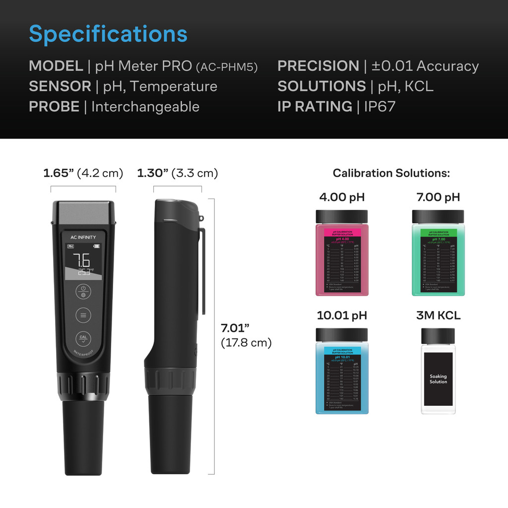 High Precision Digital pH Pen with ±0.01 pH Accuracy and Interchangeable Probe, Nutrient Test pH Meter for Water Hydroponics Plants, Gardening, Aquariums, Swimming Pools