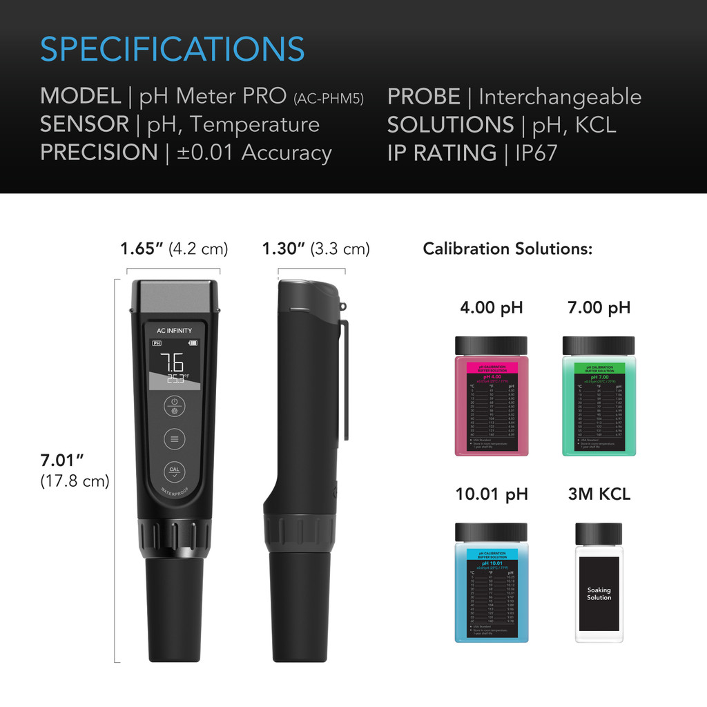 High Precision Digital pH Pen with ±0.01 pH Accuracy and Interchangeable Probe, Nutrient Test pH Meter for Water Hydroponics Plants, Gardening, Aquariums, Swimming Pools