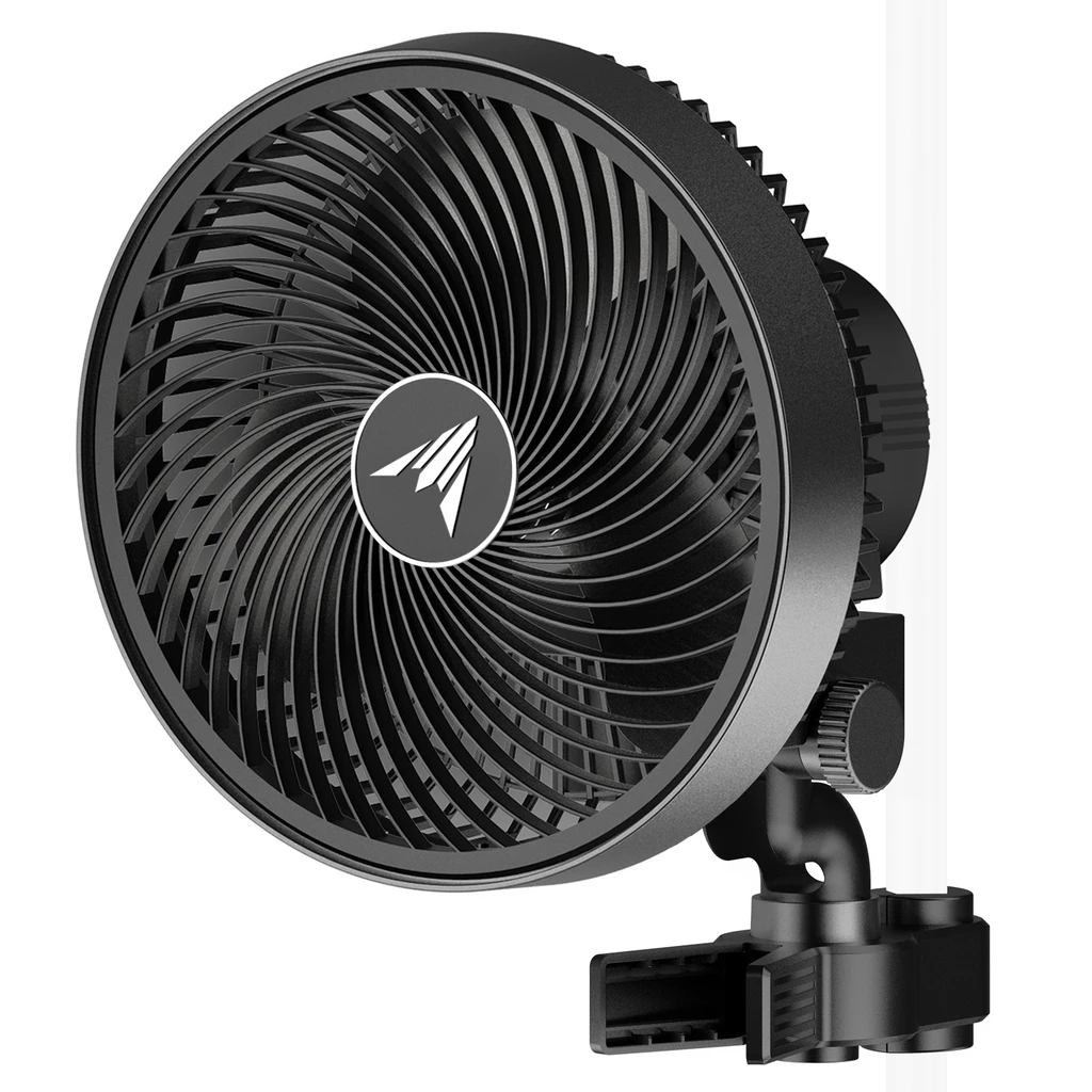 Grow Tent Clip Fan with Redesigned Long-Life EC Motor, Custom 10 Dynamic Wind Speeds, Weatherproof IP-54, Quiet Operation for Hydroponics Circulation Cooling