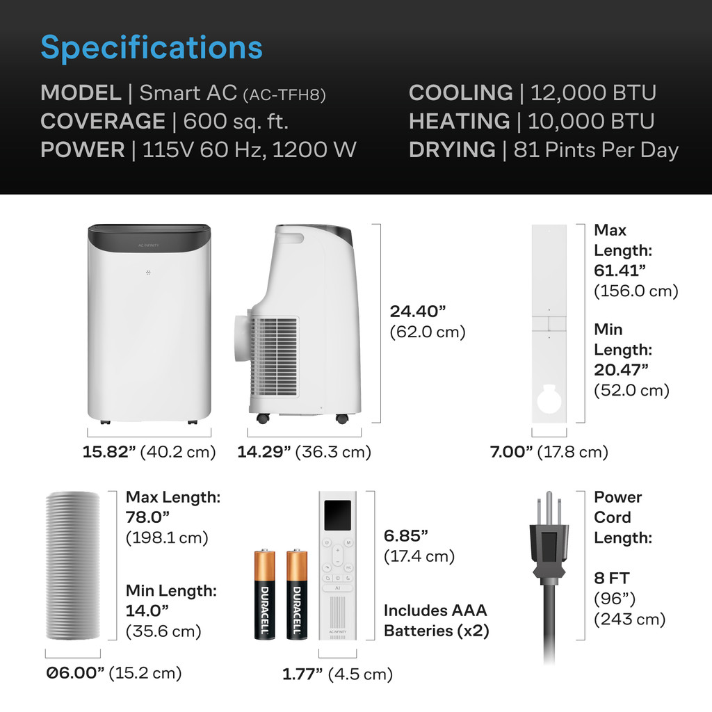 Auto Heating and Cooling, Portable, 48 DB Quiet, Drainage-Free, App / Voice / Remote Control