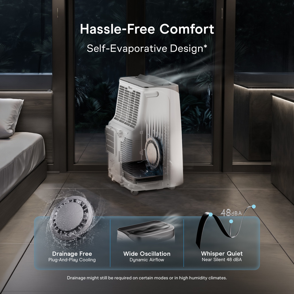 Auto Heating and Cooling, Portable, 48 DB Quiet, Drainage-Free, App / Voice / Remote Control