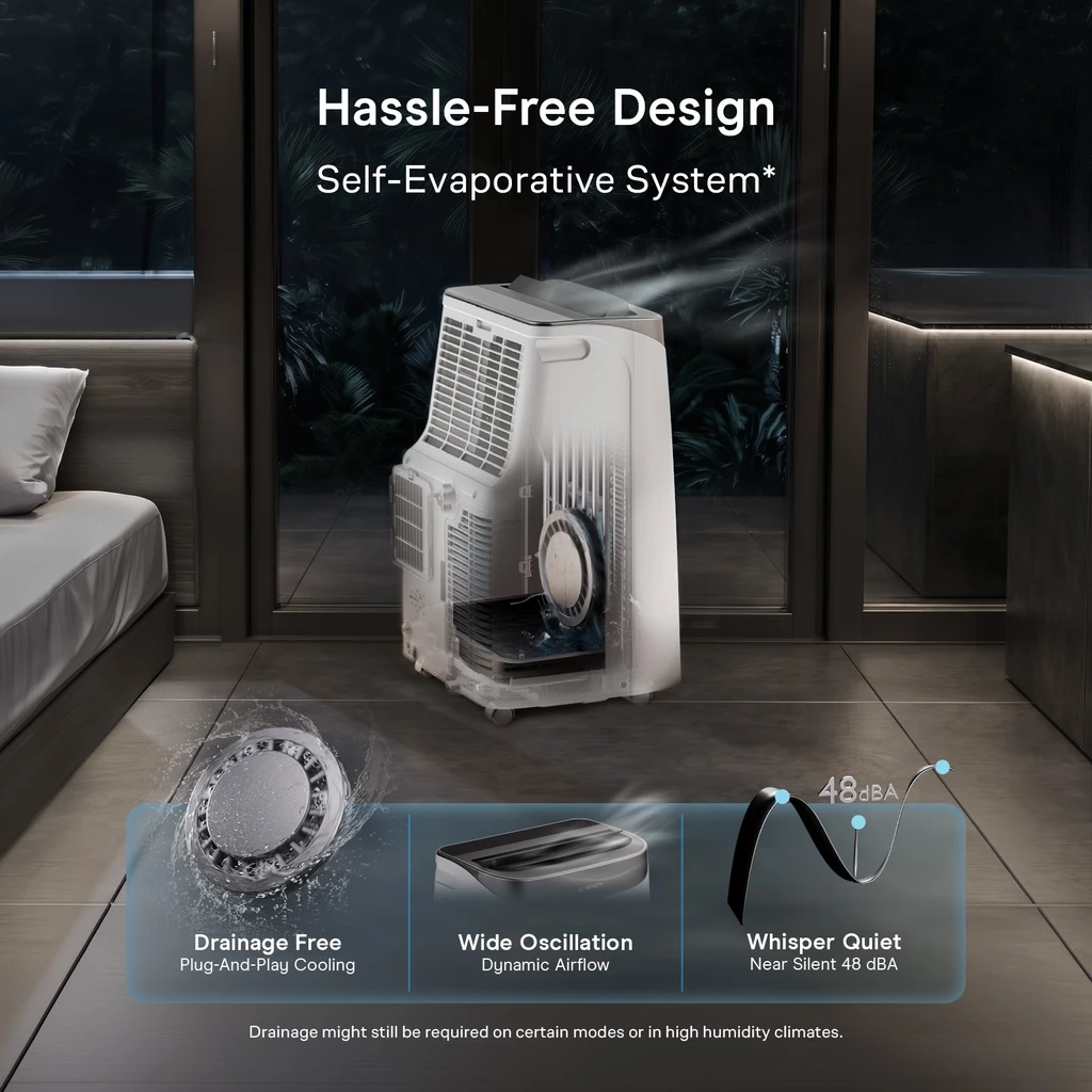 Auto Heating and Cooling, Portable, 48 DB Quiet, Drainage-Free, App / Voice / Remote Control