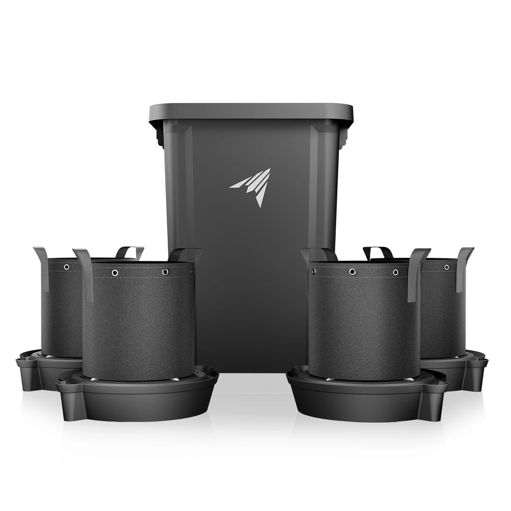 Self-Watering System, with 13 Gallon Portable Reservoir, 4 Fabric Pots with Bases, 4 Gravity-Fed Valves, for Indoor Plants, Grow Tents and Greenhouses