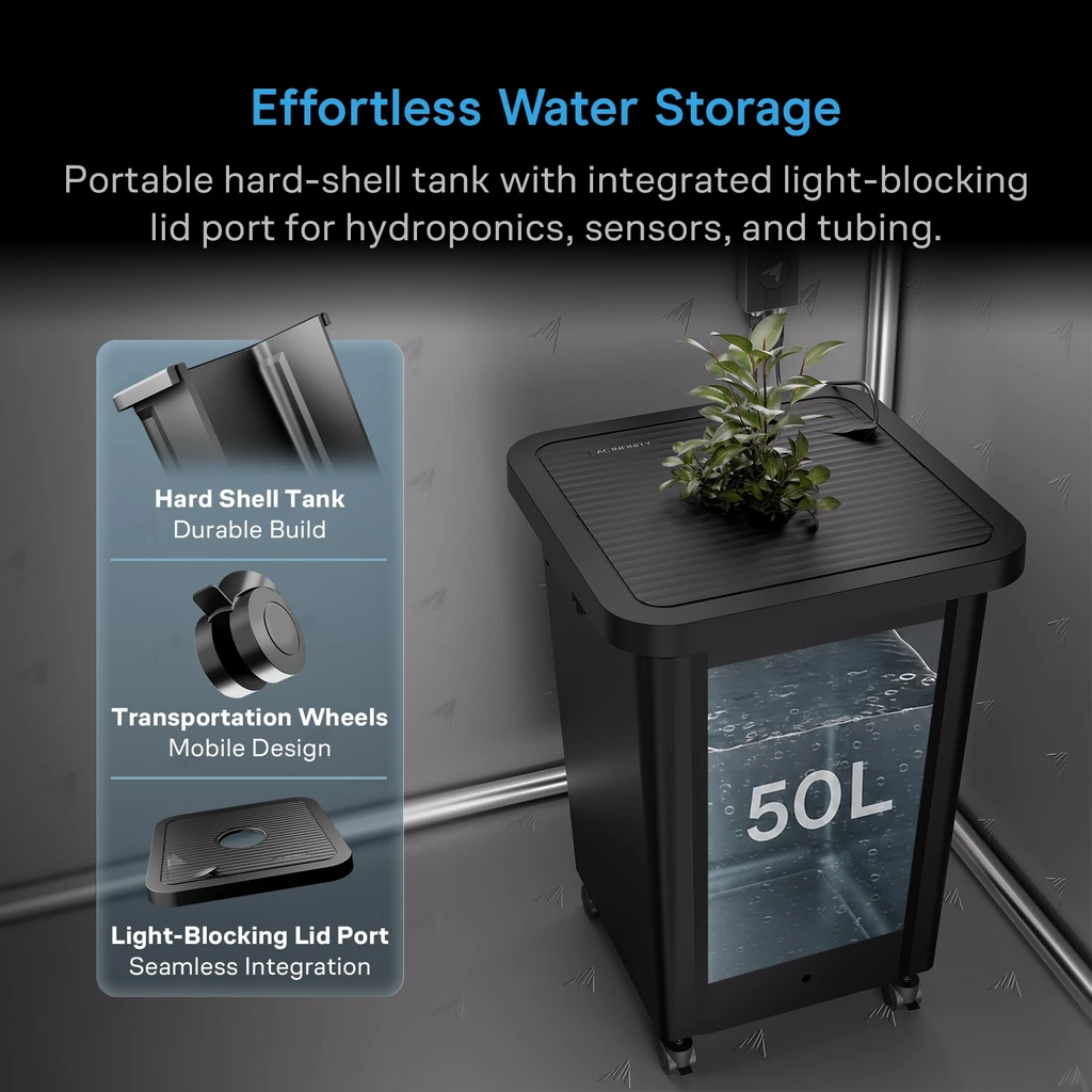 Self-Watering System, with 13 Gallon Portable Reservoir, 4 Fabric Pots with Bases, 4 Gravity-Fed Valves, for Indoor Plants, Grow Tents and Greenhouses