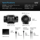 Quiet Duct Fan for Audio Video, Home Theater, Hydroponics, Grow Rooms and Closets
