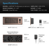 Bluetooth Register Booster Fan for 4” x 12” Register Holes, Improves Heating & Cooling from AC Vents, with 10-Speed Control and Bluetooth Integrated App Control