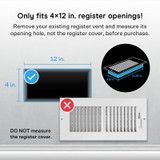 Bluetooth Register Booster Fan for 4” x 12” Register Holes, Improves Heating & Cooling from AC Vents, with 10-Speed Control and Bluetooth Integrated App Control