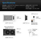 AIRTAP T6, Smart Register Booster Fan 6" x 12" White