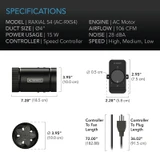 Quiet Duct Booster Fan for Attics, Workshops, Basements, Kitchens and Bathrooms