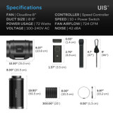 CLOUDLINE Inline Fan and Carbon Filter Combo, Cooling and Ventilation System for Grow Tents, Hydroponics, Indoor Gardening