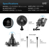 Grow Tent Clip Fan with Redesigned Long-Life EC Motor, Custom 10 Dynamic Wind Speeds, Weatherproof IP-54, Quiet Operation for Hydroponics Circulation Cooling