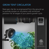 Grow Tent Clip Fan with Redesigned Long-Life EC Motor, Custom 10 Dynamic Wind Speeds, Weatherproof IP-44, Quiet Operation for Hydroponics Circulation Cooling