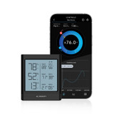 Bluetooth Smart Hygrometer with Digital VPD Temperature Humidity LCD Display and Remote App Monitor, Climate Gauge Thermometer and Thermalloy Probe for Basements, Guitar Rooms, Grow Tents and Greenhouses
