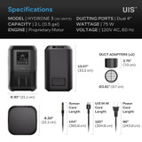 Plant Dehumidifier with VPD Humidity Controls, 10-Level Precision Environmental Stabilizer, High-Precision PWM Motor, Intake Fan Mode, Dual Duct