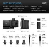 Ultra-Quiet Smart Hydroponic Pump for Submersible or Inline Use, 3 Nozzles, Safety Sensors, and UIS Automation Compatibility