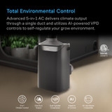 All-In-One Climate Control A/C with One-Duct Output, Dual Inverter 16,000 BTU Cooling, Heating, Dehumidifier, with AI-Powered VPD Control for Grow Tents up to 20x20