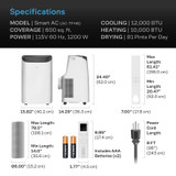 Auto Heating and Cooling, Portable, 48 DB Quiet, Drainage-Free, App / Voice / Remote Control