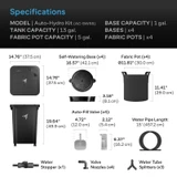 Self-Watering System, with 13 Gallon Portable Reservoir, 4 Fabric Pots with Bases, 4 Gravity-Fed Valves, for Indoor Plants, Grow Tents and Greenhouses
