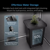 13 Gallon Portable Reservoir Tank, Hard-Shell Design, Light-Blocking Lid Port, for Indoor Plants, Grow Tents and Greenhouses