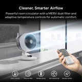AC Infinity smart home air circulator fan with 3D oscillation, app control, and air filtration. Desk and pedestal models.