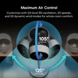 AC Infinity smart home air circulator fan with 3D oscillation, app control, and air filtration. Desk and pedestal models.