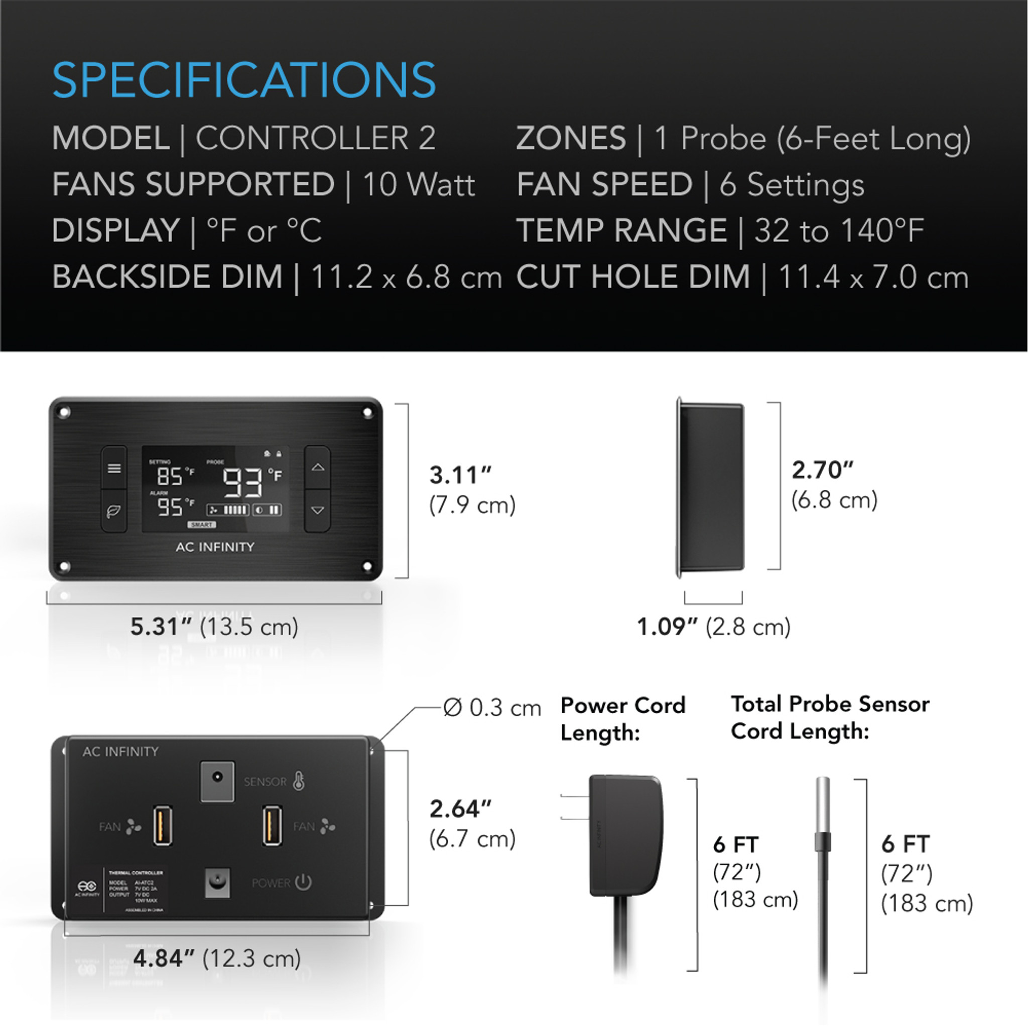 AIRPLATE T9, Home Theater and AV Quiet Cabinet Cooling Fan System, 18 Inch