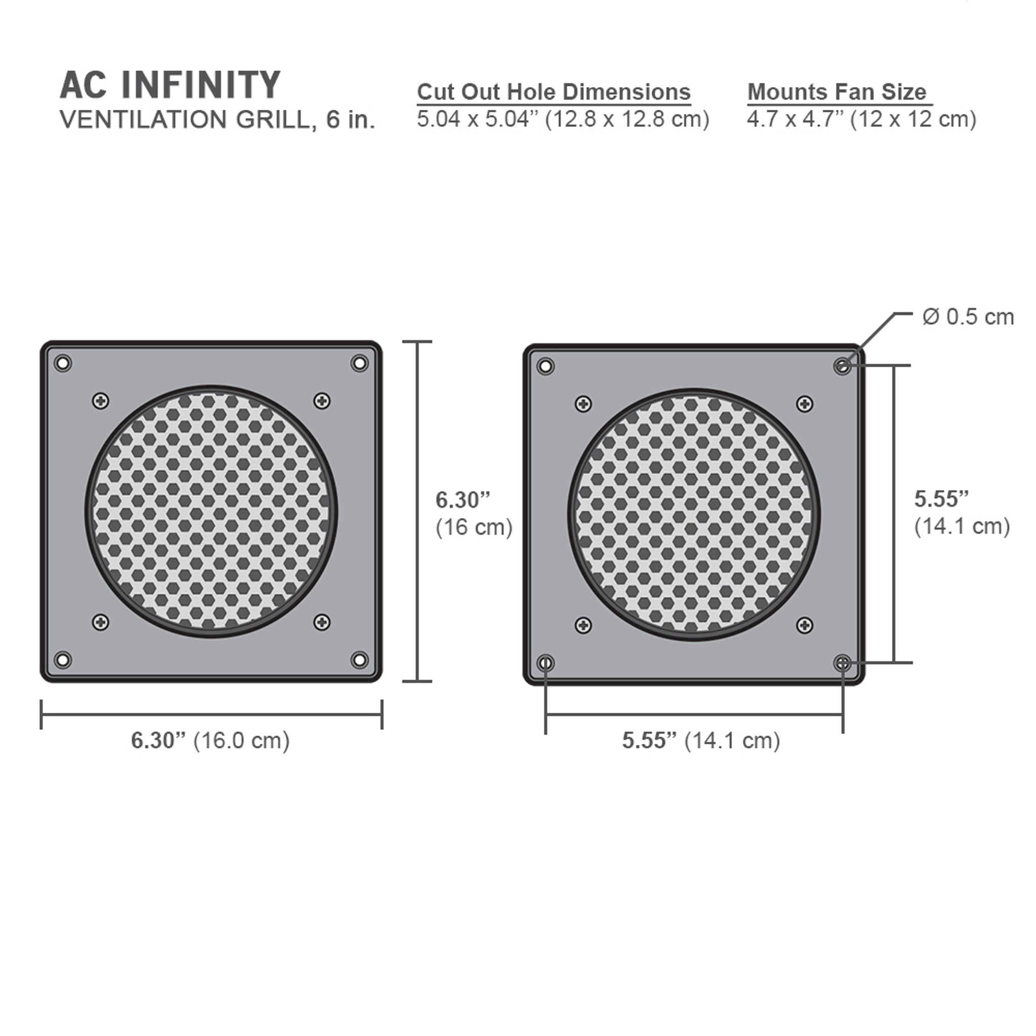 AC Infinity Ventilation Grille, for PC Computer AV Electronic Cabinets,  Also mounts Two 120mm Fans