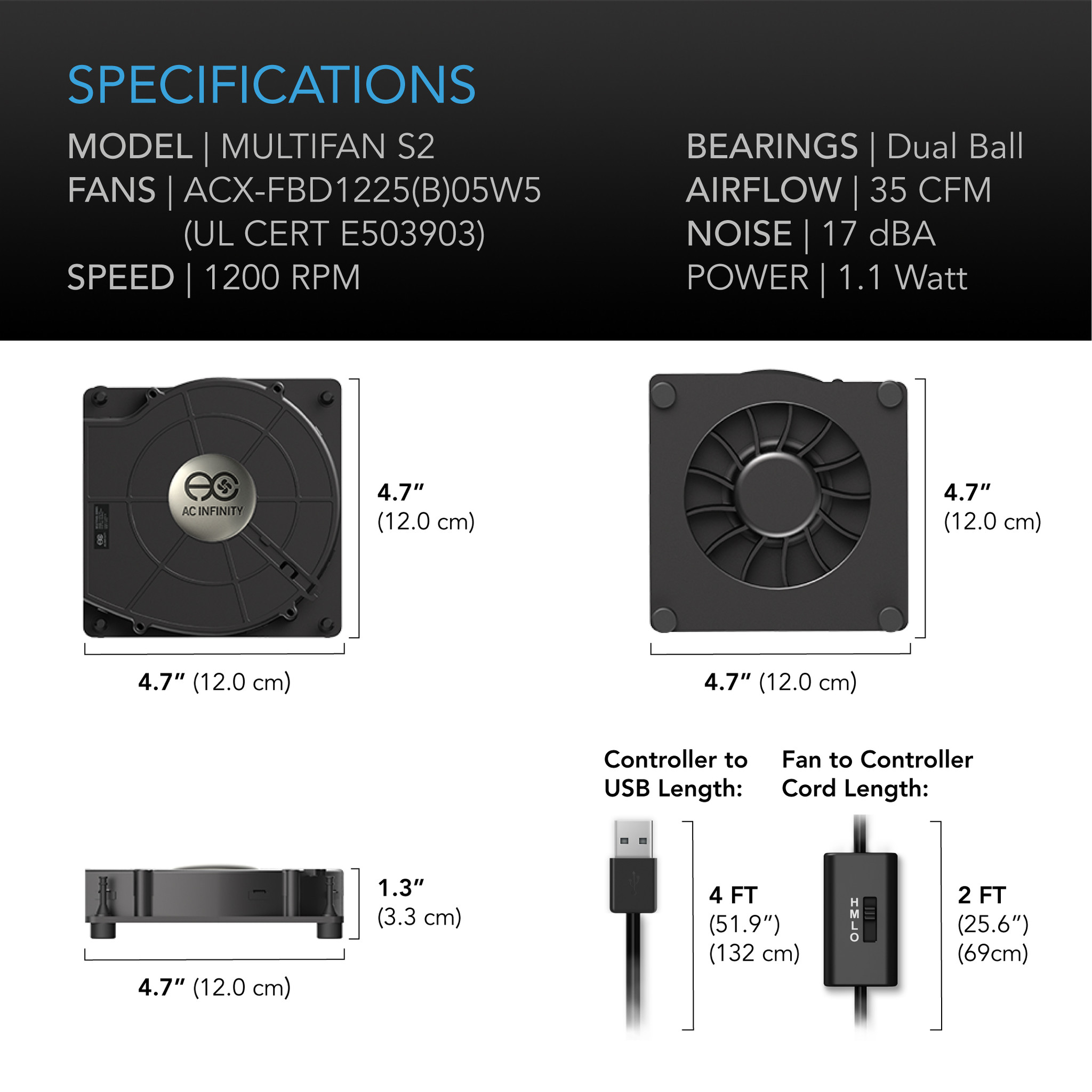 Ventilateur USB AC Infinity Multifan S5 - 80mm