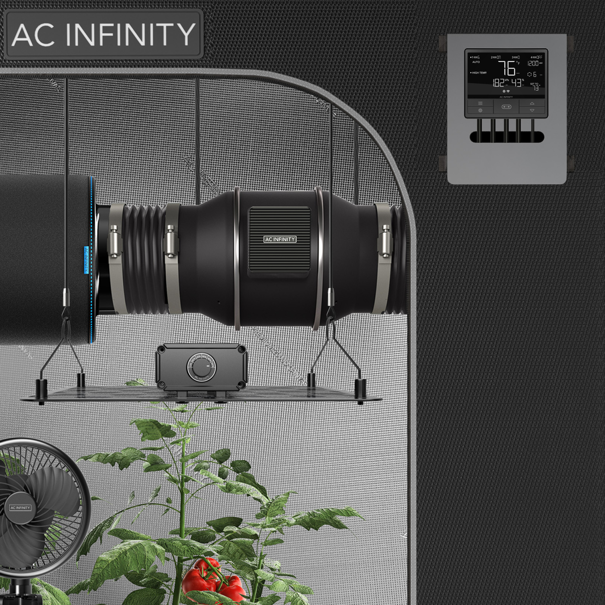 CLOUDLINE PRO T4, Quiet Inline Duct Fan System with Temperature