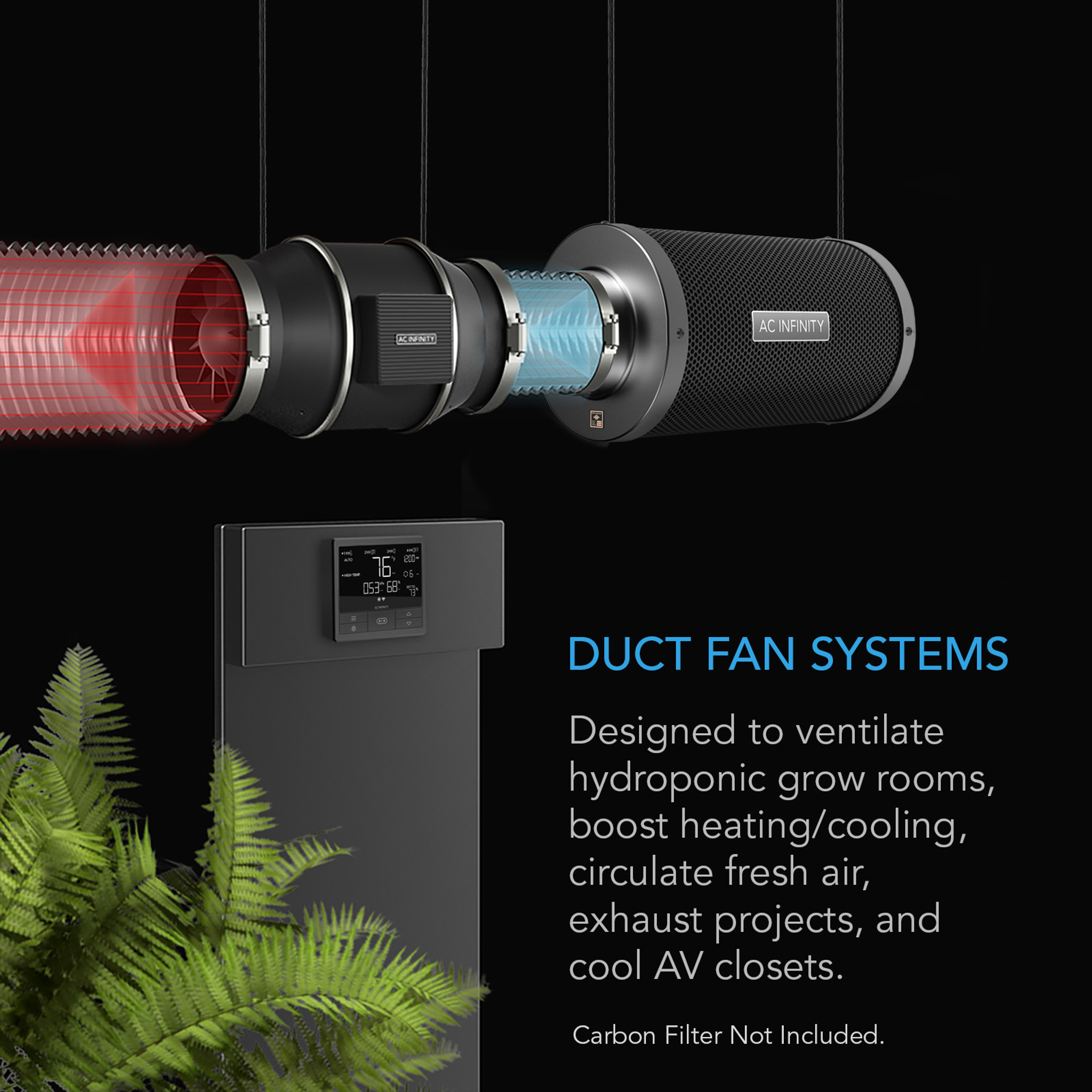 CLOUDLINE PRO T4, Quiet Inline Duct Fan System with Temperature Humidity  VPD Controller, 4-Inch