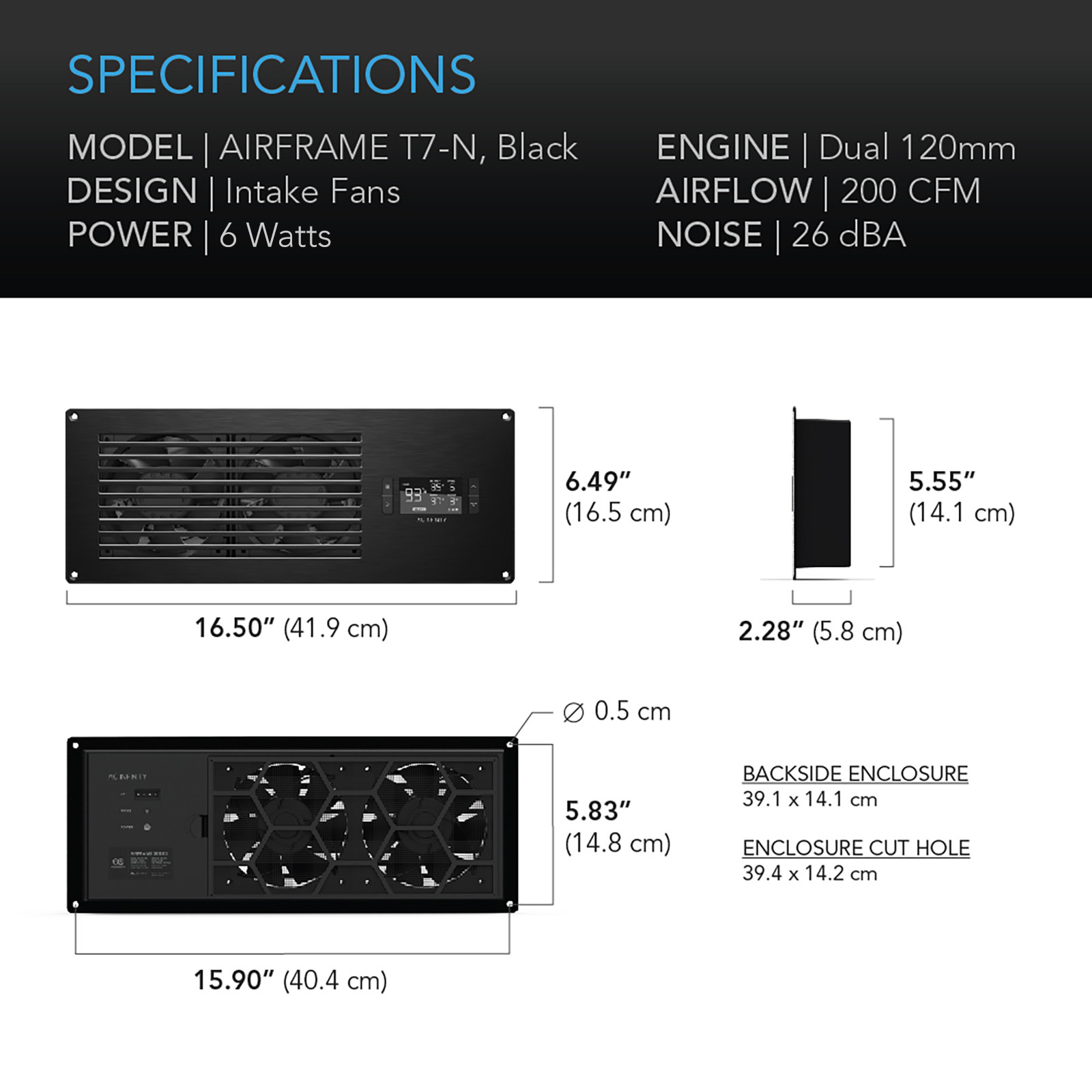 AIRFRAME T7-N, AV Equipment Closet Fan, 17