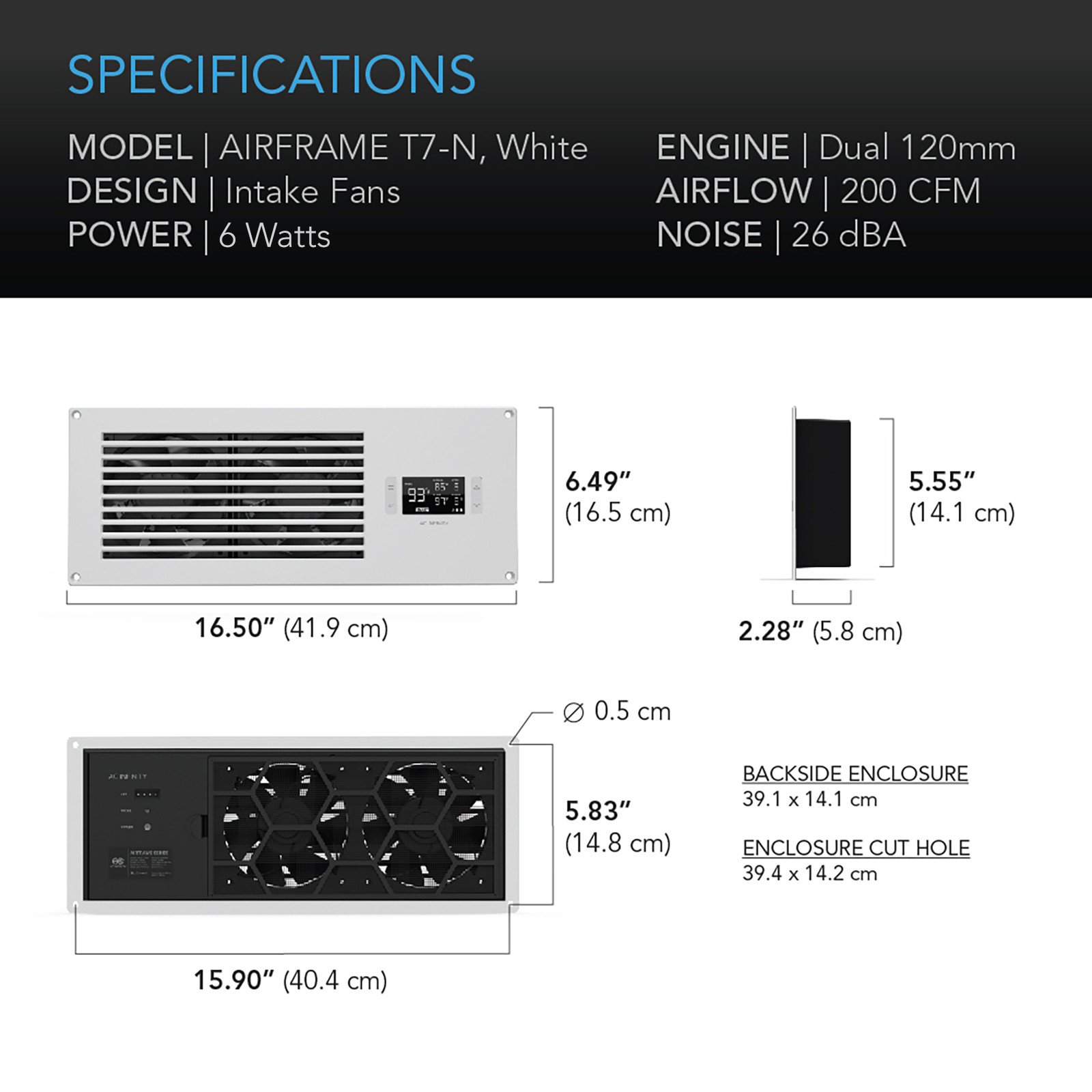 AIRFRAME T7-N, AV Equipment Closet Fan, 17