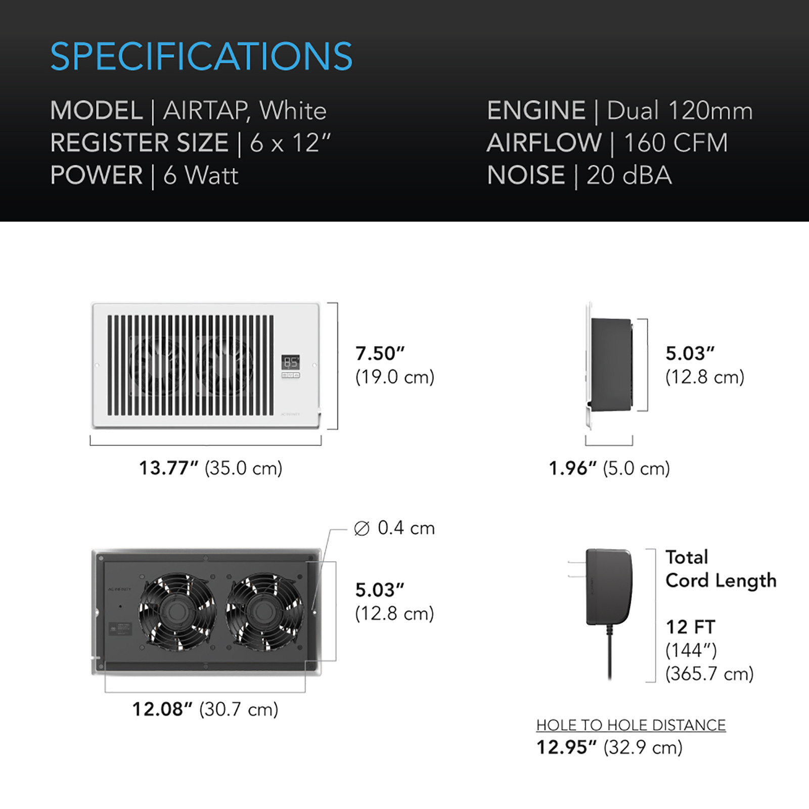 AIRTAP T6, Smart Register Booster Fan 6