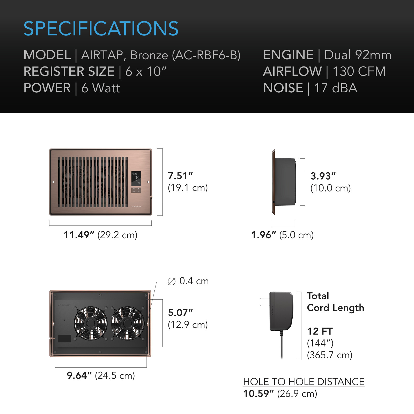 AIRTAP T6, Smart Register Booster Fan 6