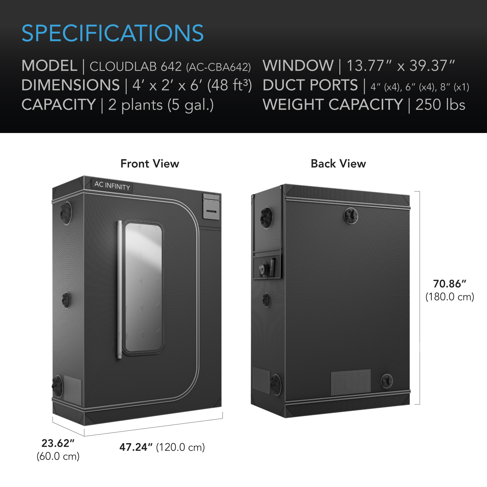 CLOUDLAB 642 Advanced Grow Tent 4×2 | AC Infinity