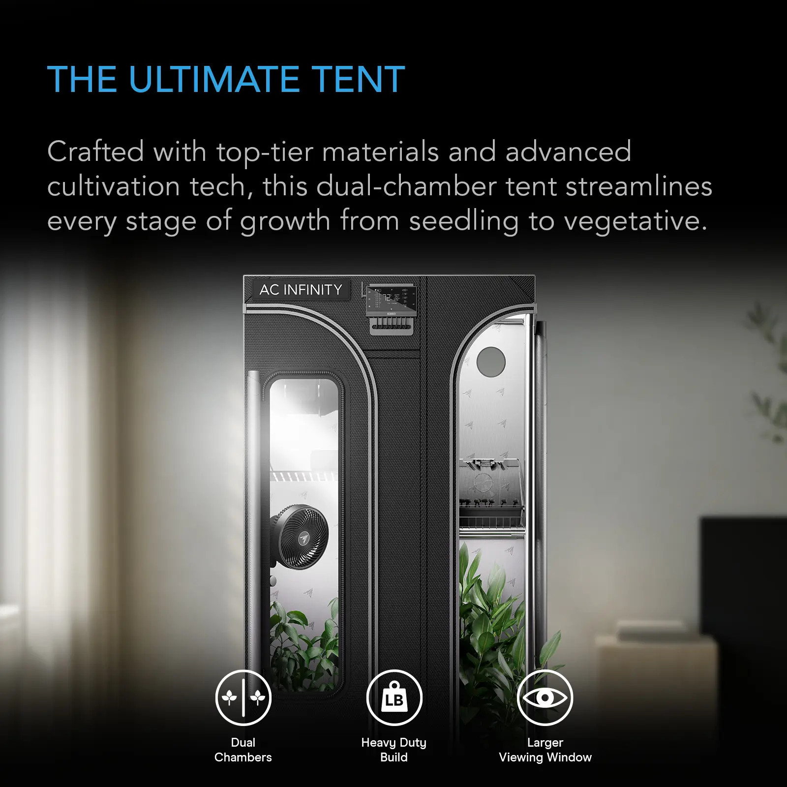 CLOUDLAB 632D 2-in-1 Grow Tent 3x2, 2000D Canvas | AC Infinity