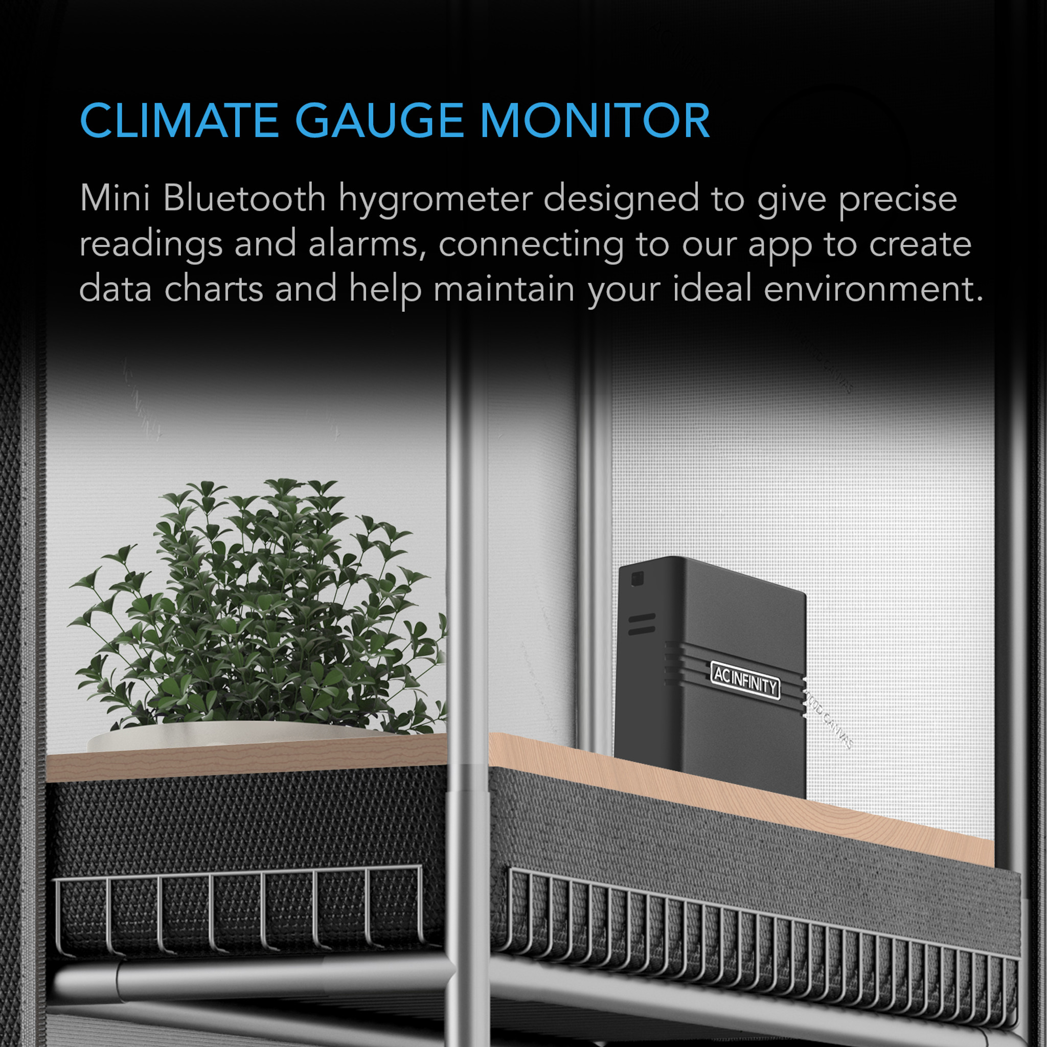 CLOUDCOM A2, Mini Smart Thermo-Hygrometer with Data App, Integrated Sensor  Probe - AC Infinity