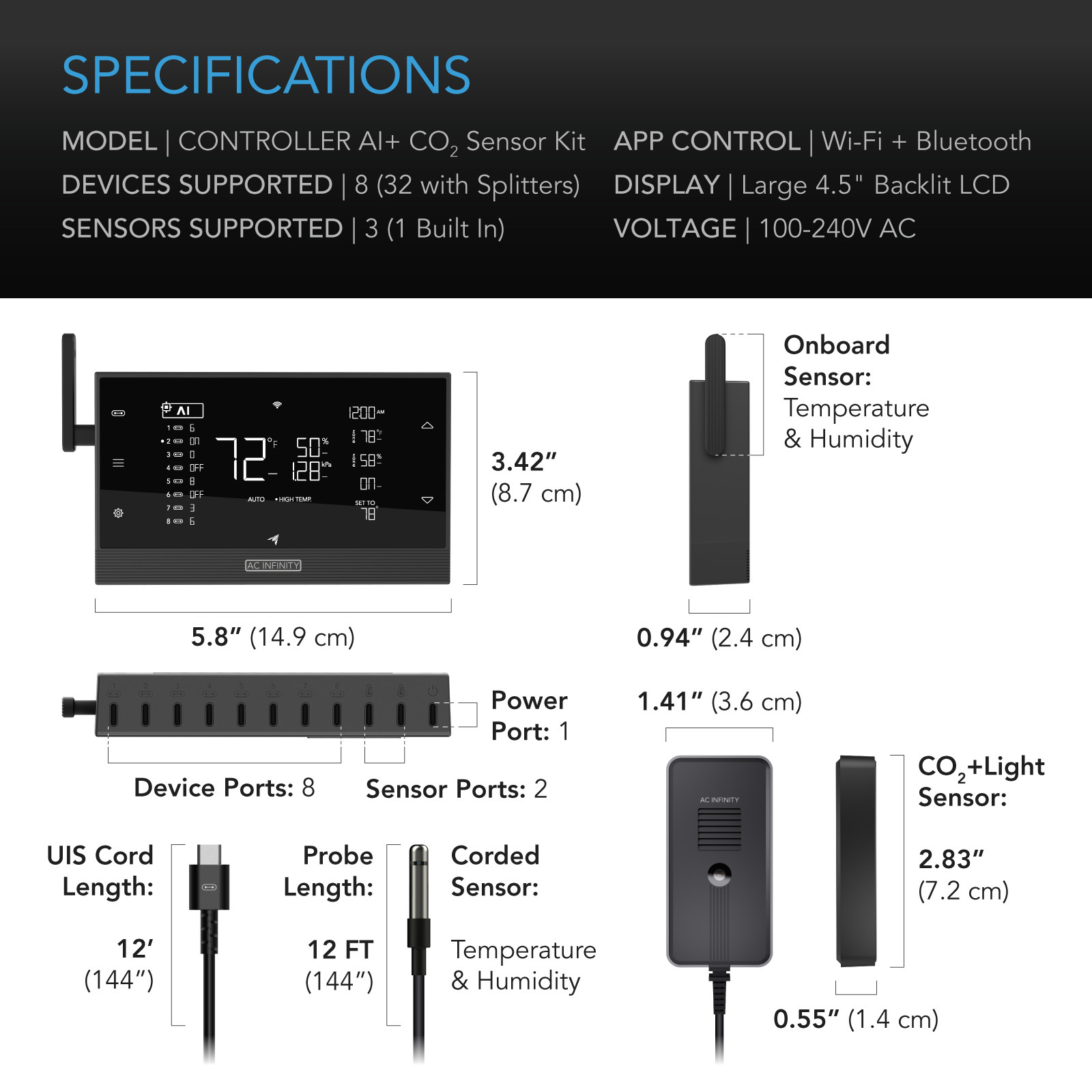 AI Environment Controller 8-Port + CO₂ Sensor | AC Infinity