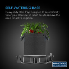 Auto-Irrigation Water Delivery System with Reservoir Meter, Elevated Plant Saucers For Use in Indoor Grow Tents, Greenhouses, and Outdoor Gardens