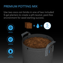 Premium Buffered Coco Coir Brick, 5-Gallon Fabric Pots, and Waterproof Multipurpose Tray, Grow Accessory Kit for Seed Germination in Indoor Growing