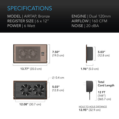 AIRTAP T6, Smart Register Booster Fan 6
