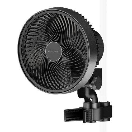 Grow Tent Clip Fan with Redesigned Long-Life EC Motor, Custom 10 Dynamic Wind Speeds and 10-Level Oscillation, Weatherproof IP-44, Quiet Operation for Hydroponics Circulation Cooling