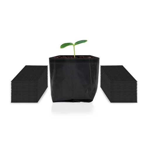 Non-Woven Fabric Growing Pouches, 50-Pack Biodegradable Plant Pots for Seed Starting, Soil Transplant, Home Garden Supply