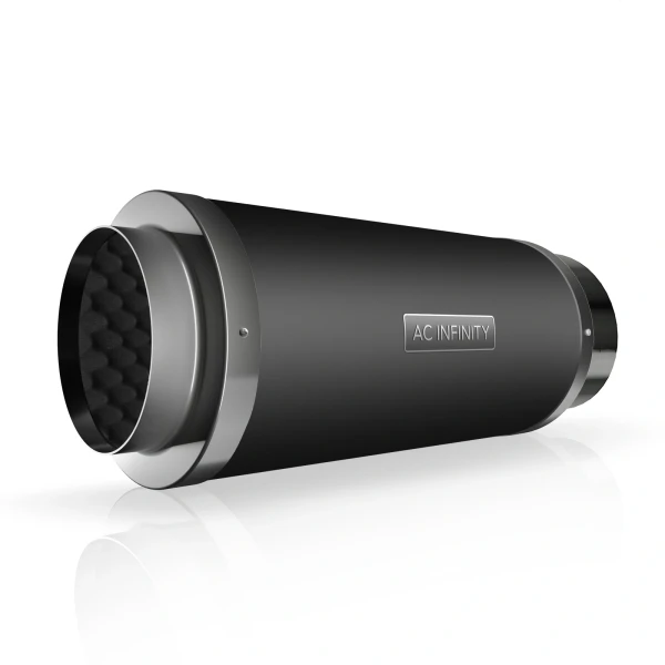 AC Infinity Inline Duct Silencer 8" Aluminum Noise Reduction Muffler