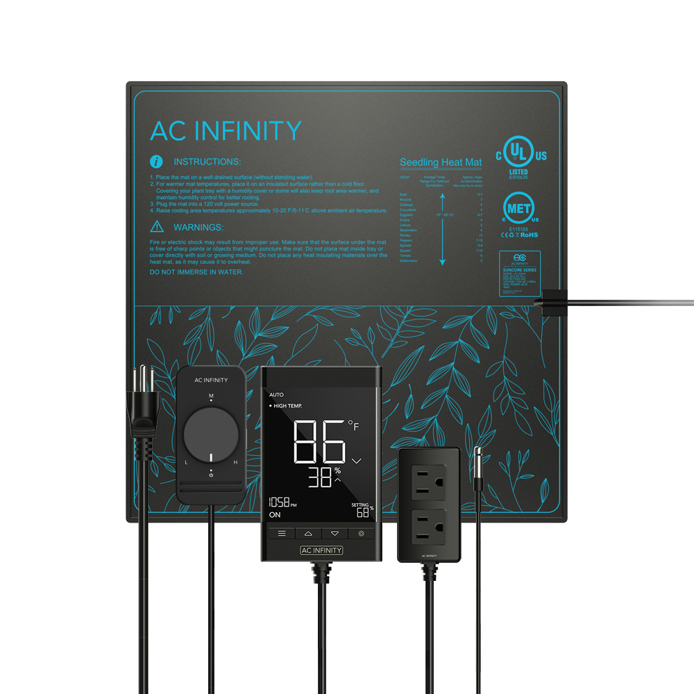 AC Infinity Suncore S3, Seedling Heat Mat with Heat Controller, IP-67 Waterproof, 10 x 20.75