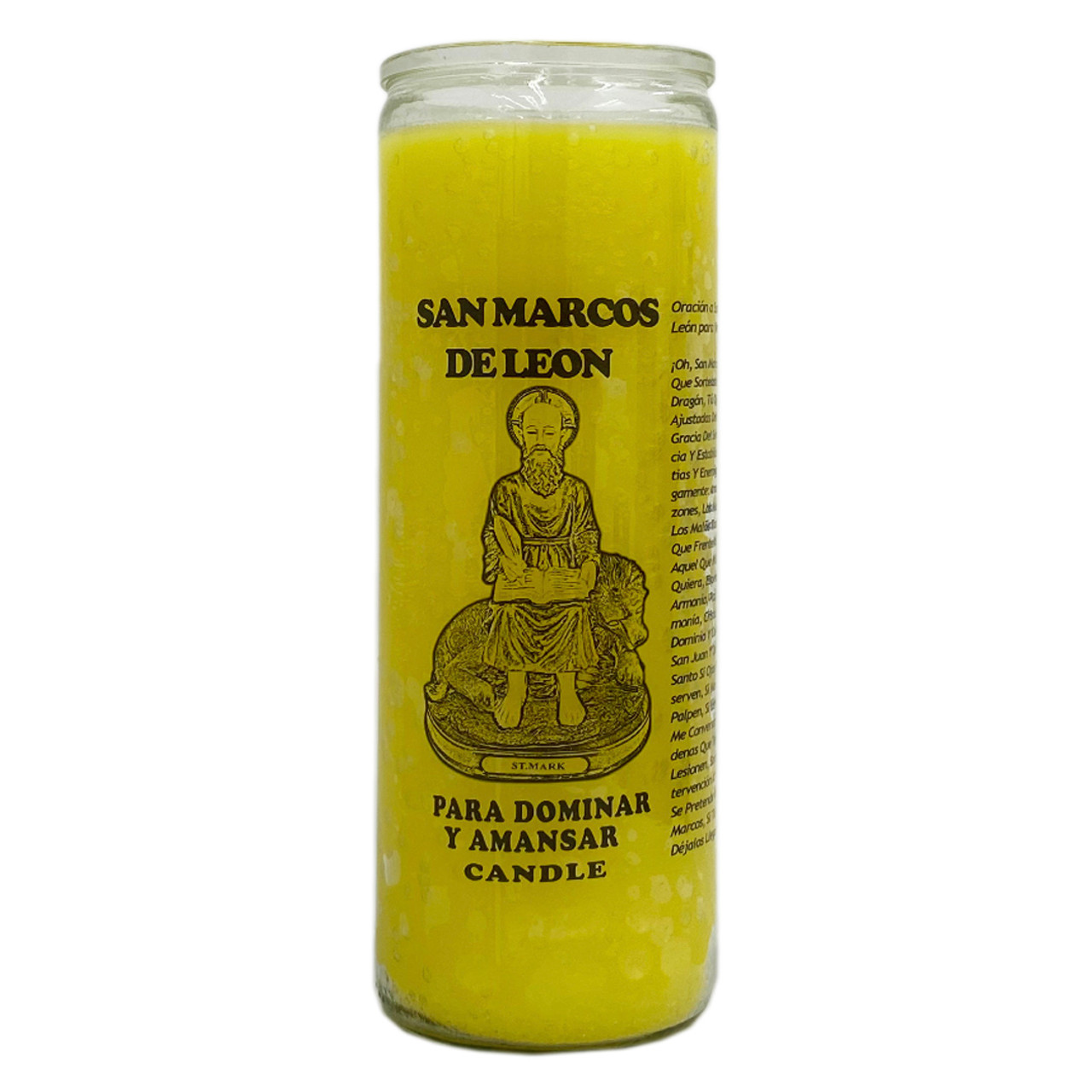 Vela - Veladora San Marcos De Leon - Saint Mark The Lion 7 Days Glass Candle