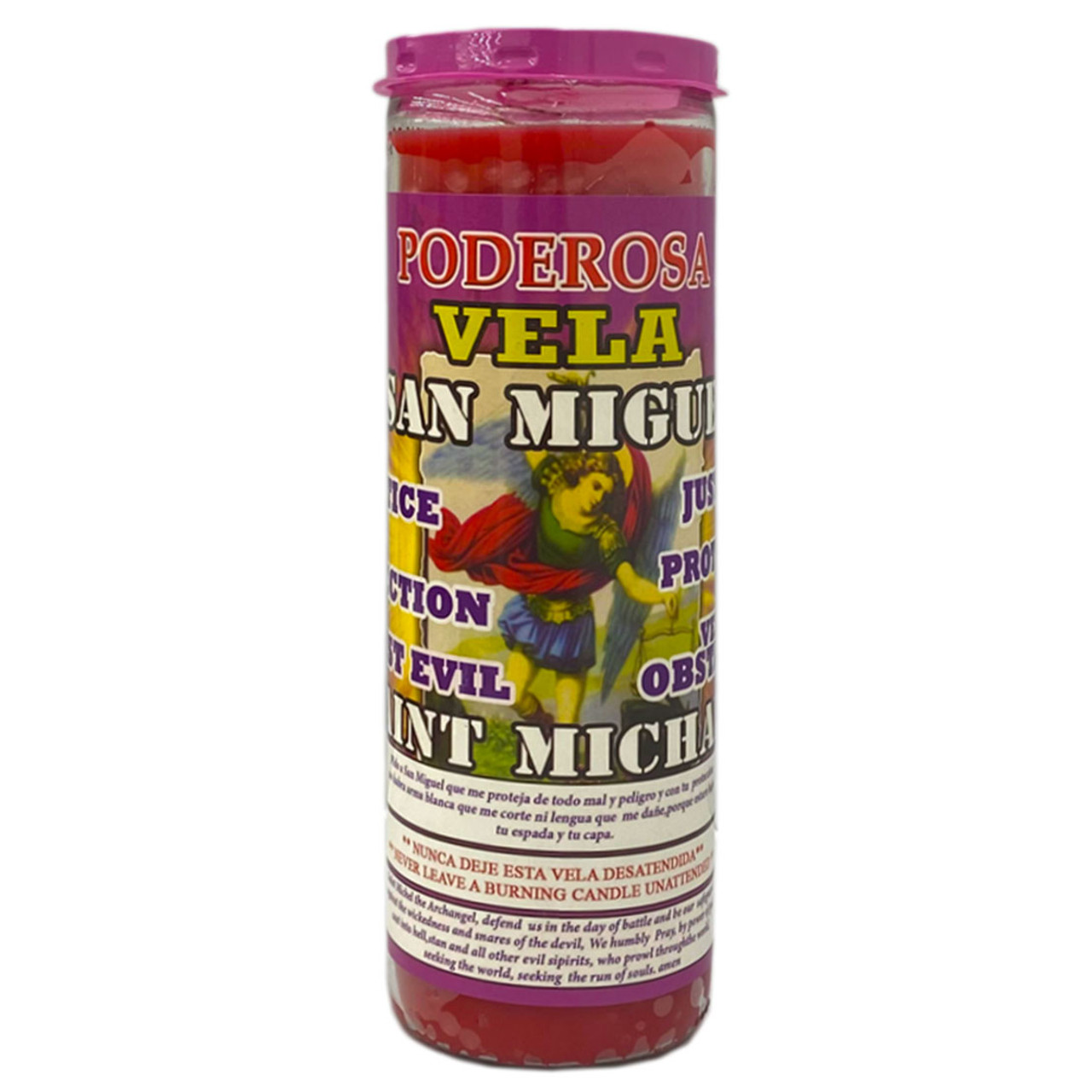 Vela Preparada San Miguel Roja - St Michael Fixed Candle