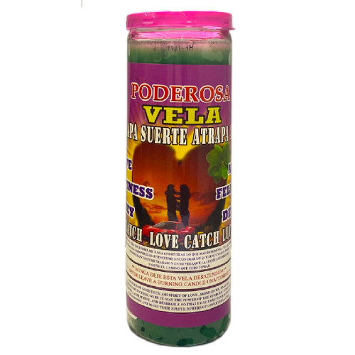 Vela Preparada Atrapa Amor & Atrapa Suerte  - Fixed Candle Catch Love & Luck Vela Preparada Atrapa Amor & Atrapa Suerte  - Fixed Candle Catch Love & Luck
